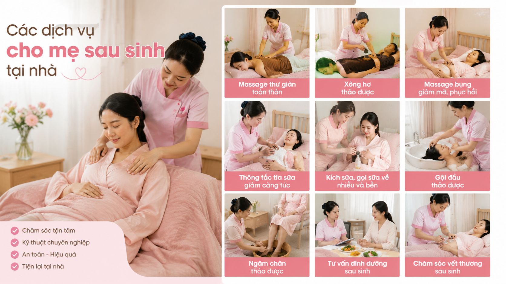 các dịch vụ cho mẹ sau sinh tại nhà 
