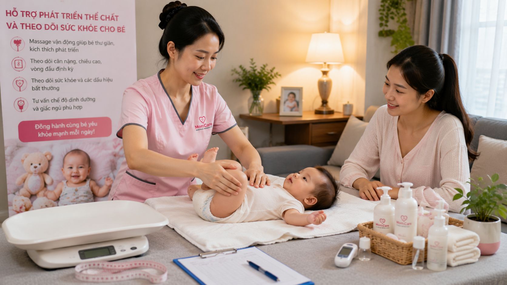 hỗ trợ phát triển và theo dõi sức khỏe thể chất cho bé 