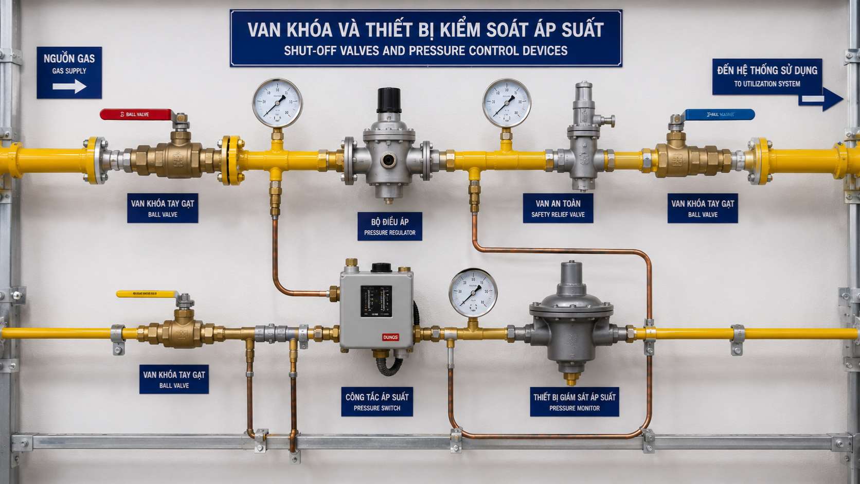 van khóa và thiết bị kiểm soát áp xuất