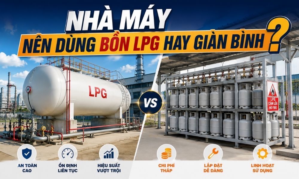 Nhà máy nên dùng bồn LPG hay giàn bình